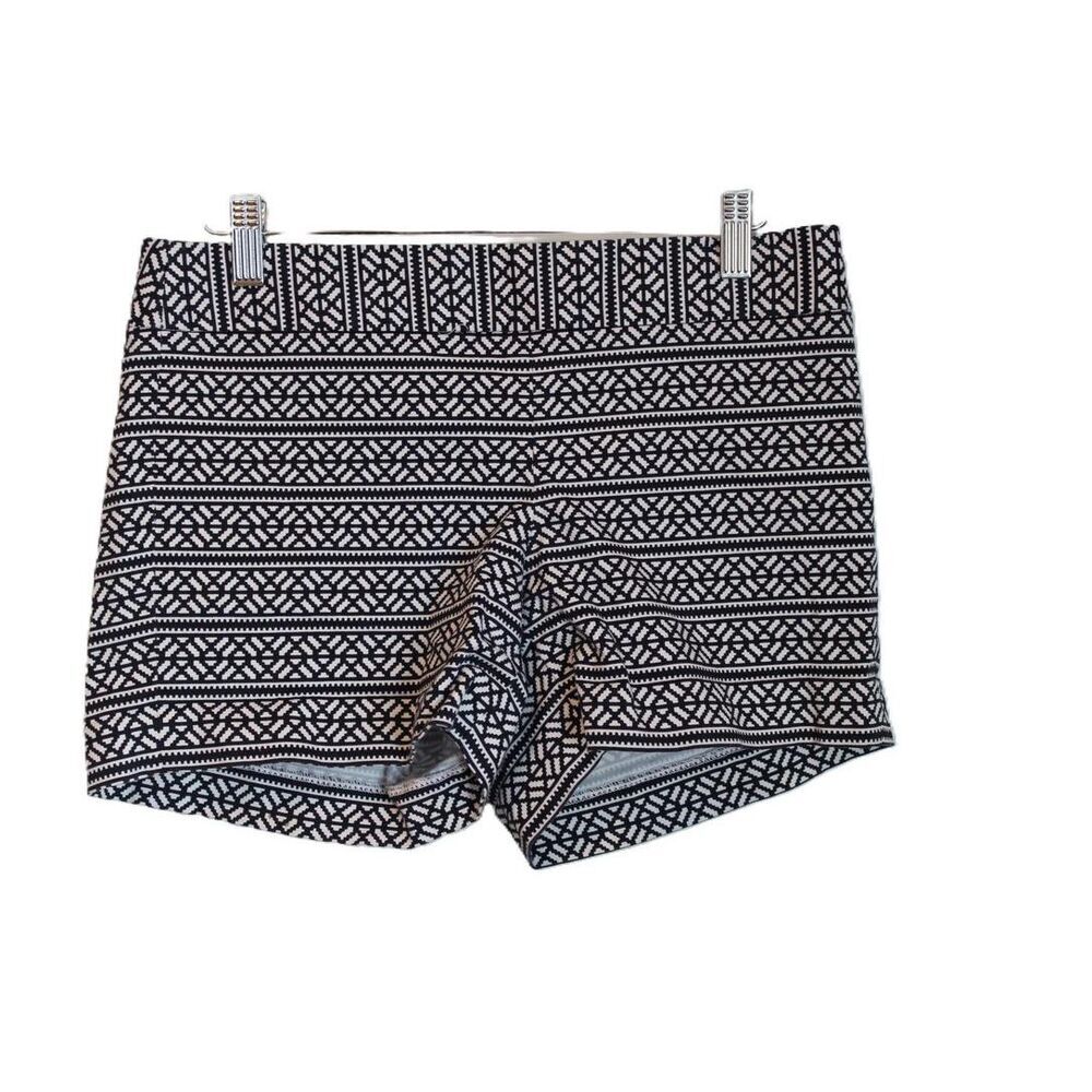 Womens J.Crew Stretch A6965 Black White Cotton Blend Mid Rise Chino Short Size 2